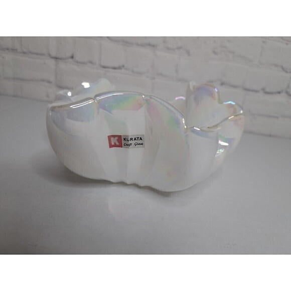 VINTAGE Kurata Art Glass Pearlescent Ashtray Catchall Bowl Rare - Picture 1 of 3